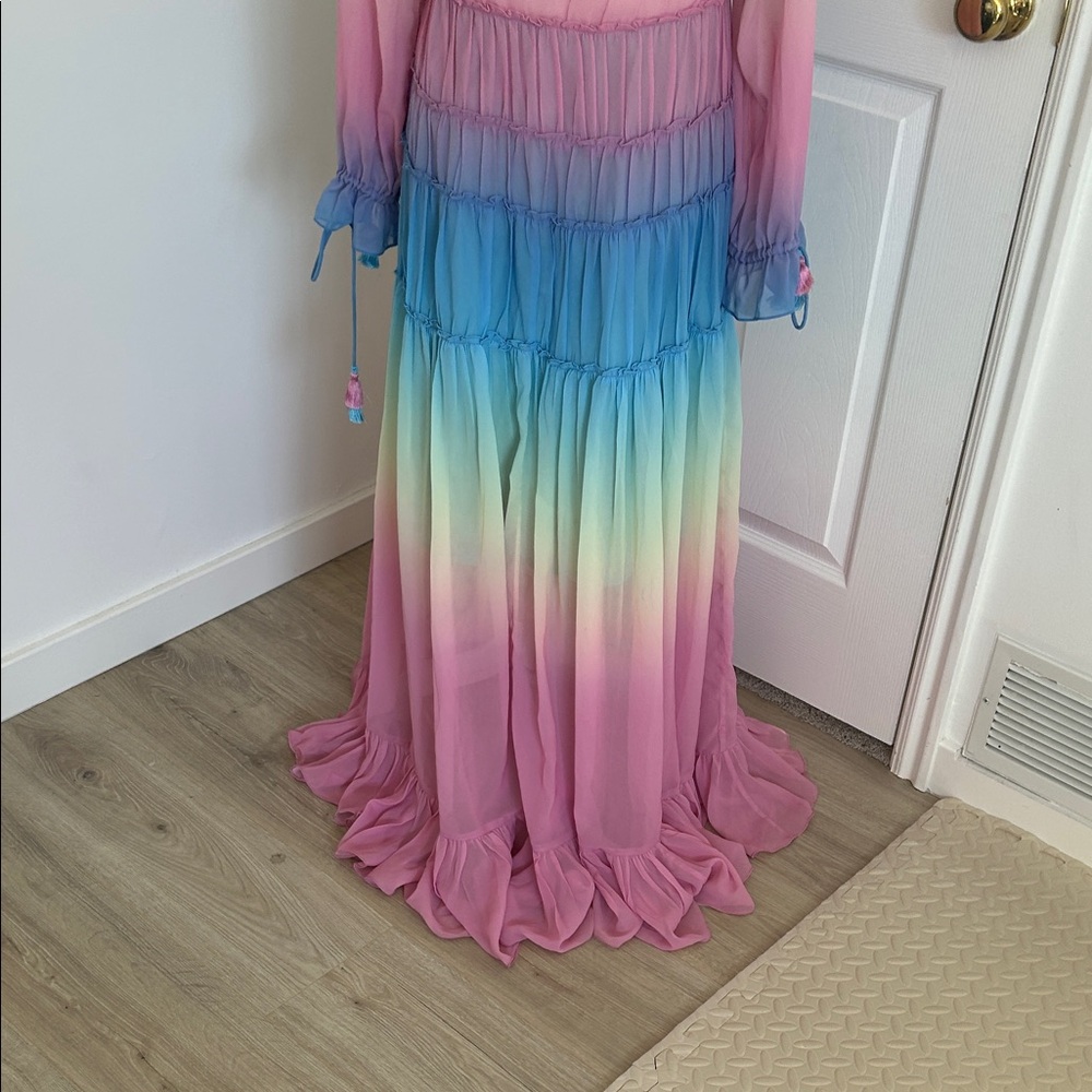 Rococo Sand Ombre Maxi Dress with Ruffle Details Large - Picture 5 of 8